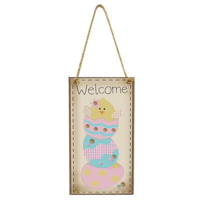

Easter Wood Hanging Plaque Wooden Chicken Rabbit Home Decoration Sign Board