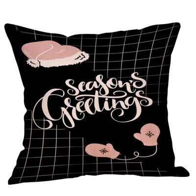 

Tailored Happy Christmas Pillow Cases Linen Sofa Cushion Cover Home Decor Pillow Case