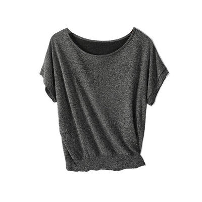 

Solid Color Knitted Tops Women Summer Short Sleeve O-neck Casual T-shirts