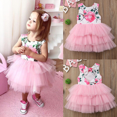 

Toddler Kids Baby Girls Princess Flowers Party Pageant Tutu Tulle Dress Clothes