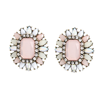

Geometric Big Flower Opal Stones Stud Earrings 2019 New Design Fashion Party Bohemian Jewelry For Women