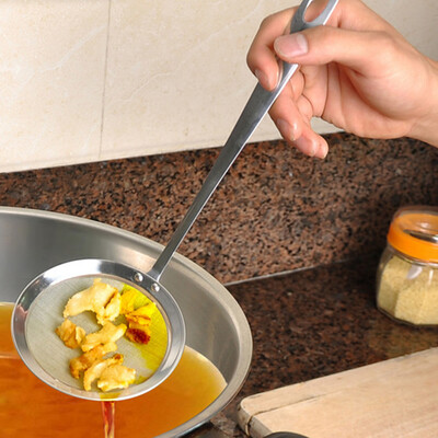 

Gobestart Round Network Stainless Steel Colander Spoon Filter Oil Filter Grid Scoop