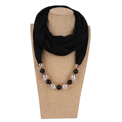 

Retro Ethnic Unique Scarf Necklaces Resin Beads Pendant Neckerchief Statement