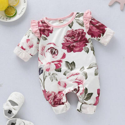 

UK Newborn Kid Baby Girl Infant Floral Romper Jumpsuit Bodysuit Clothes Outfits