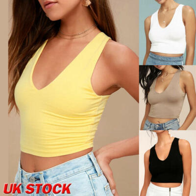 

Fashion Women Casual Vest Sleeveless Tank Crop Top T-Shirt Blouse Wrap Chest Bra