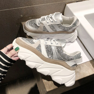 

Ins sneakers 2019 new Torre shoes women sequined casual shoes Korean ulzzang Harajuku Joker net red shoes
