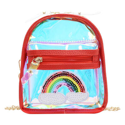 

Fashion Rainbow Pattern Laser Shoulder Handbags PVC Kid Clear Crossbody Bag