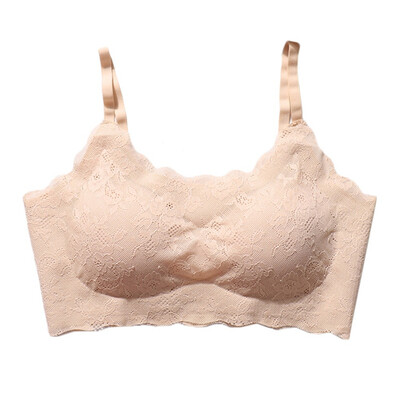 

Summer Full Cup Lace Seamless One-Piece Gathered Underwear Vest Wireless Padded Ice Silk Solid Color Tanks Intimates Camis Tops