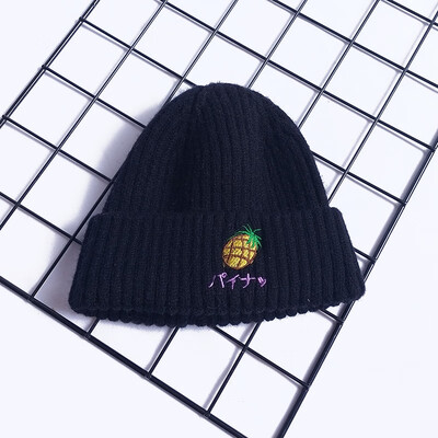 

2019 New Boys&Girls Hat Fruit Embroidered Knitted Hat Baby Candy-colored Wool Hat Winter Tide Winter