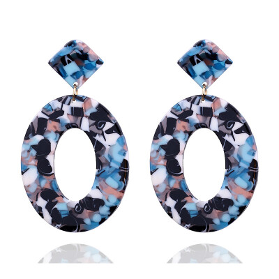 

EK301 Fashion Acrylic Resin Oval Dangle Earrings For Women Geometry Big Circle Tortoiseshell Earrings Acetate Brincos ZA Jewelry