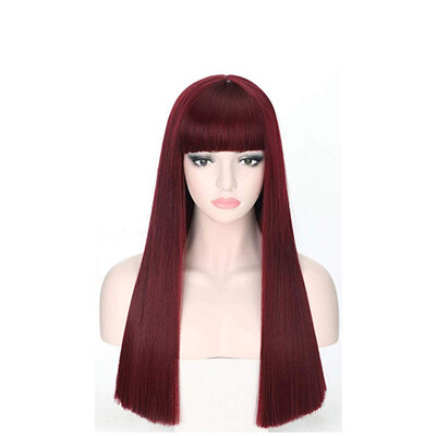 

Brightly-red fringe&straight hair for a long holiday is a Halloween hit