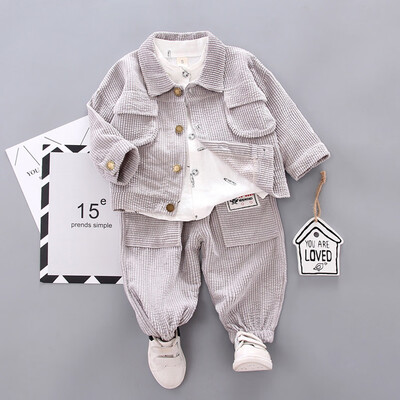 

3pcs Toddler Kid Baby Boys Autumn Warm Clothes Outfit Coat Shirt Tops Long Pants