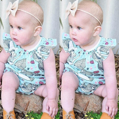 

Newborn Infant Baby Girls Cranes Romper Jumpsuit Bodysuit Outfit Sunsuit Clothes
