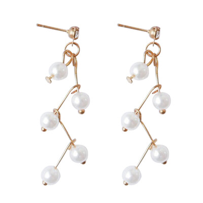 

Elegant Women Faux Pearl Long Dangle Stud Earrings Evening Party Jewelry Gift