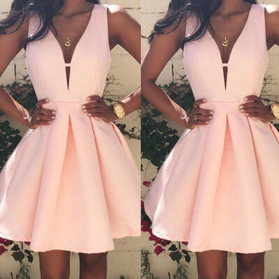 

Women Pink Short Mini Bridesmaid Homecoming Evening Party Ball Gown Grad Cocktail Prom Sexy Dresses