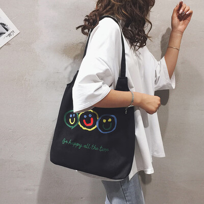 

Large-capacity bag female 2019 new Korean version of the wild casual shopping bag ulzzang canvas shoulder bag