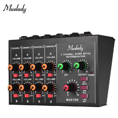 

Muslady -228A Compact Size 8-channel MonoStereo Audio Sound Mixer with Reverberation Function 60Hz Frequency Cutting