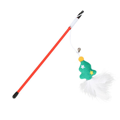

Gobestart Pet Cat Interaction Funny Feather Cat Rods Stick Decompression Christmas Toy