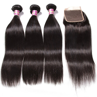 

UNice 8A indian Straight Hair Bundles with Closure Virgin Human Hair