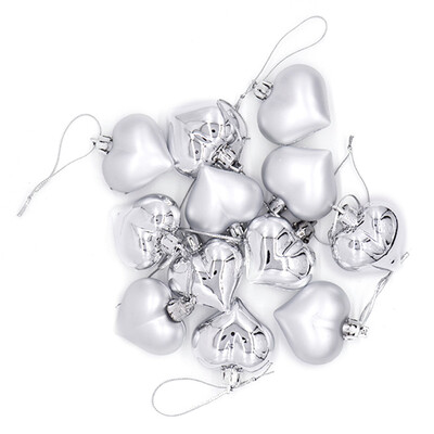 

12pcs Heart Christmas Pendant Balls Xmas Tree Decor Party Wedding Home Ornament