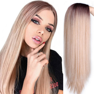 

〖Follure〗Woman Sexy Long Fashion Synthetic Wig Pink Natural Stragiht Costume Wig Cap