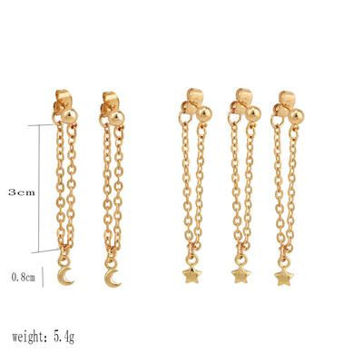 

5PcsSet Fashion Star Moon Chain Pendant Stud Earrings Set Womens Exquisite Party Wedding Clothing Jewelry Accessories EK146