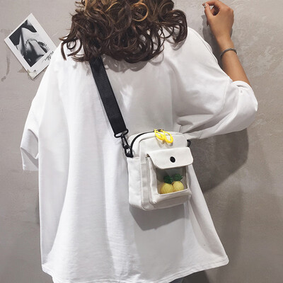 

Personality small bag female 2019 new wave Korean version of the wild girl bag Harajuku style student canvas shoulder Messenger bag