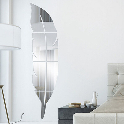 

Gobestart Removable Feather Mirror Wall Stickers Decal Art Vinyl Home Room Decoration DIY