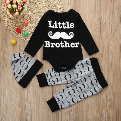 

Newborn Kids Baby Boys Print Outfits Clothes Romper TopsLong PantsHat Set