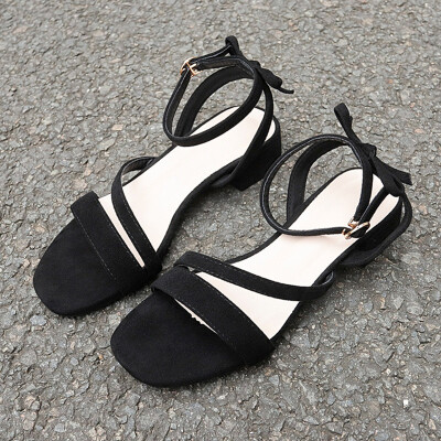 

Summer Roman sandals middle heel open-toed womens shoes Korean version with square head thick heel lady sandals