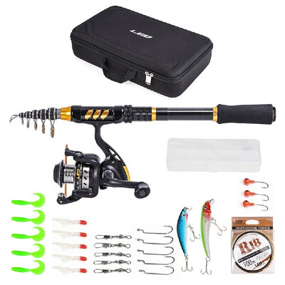 

Fishing Rod&Reel Combo Carbon Fiber Telescopic Fishing Rod with Spinning Reel Fishing Line Lures Hooks Swivels Saltwater Fresh