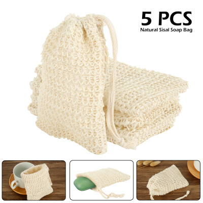 

5pcs Sisal Soap Bag Ideal for Scraps & Save Soaps Natural Fiber Soap Bags for Foaming&Drying The Soap