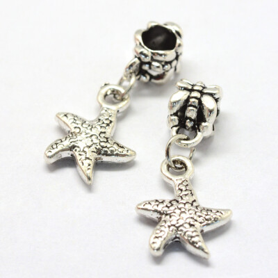 

Alloy European Dangle Beads Tibetan Style Large Hole Pendants Starfish Antique Silver 28mm Hole 5mm