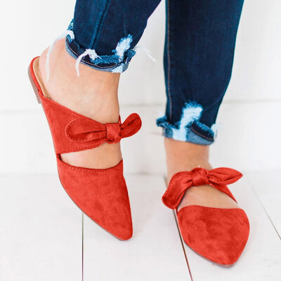 

Rose Women Summer Casual Pointed Bow Slippers Shoes Beach Slippers Sandals Shoes