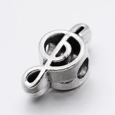 

Alloy Musical Notes Large Hole European Beads Antique Silver 18x10x7mm Hole 4mm