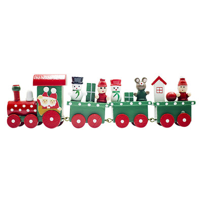 

〖Follure〗Christmas Decorations Christmas Wood Small Train Children Kindergarten Festive