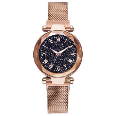 

New Fashion Starry Sky Watches Magnetic Clock Stainless Steel Quartz Wristwatch Women Ladies Rose Gold Watch Reloj Mujer