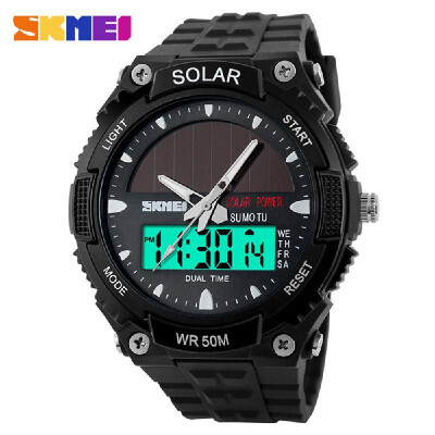 

SKMEI Fashion Solar Power Dual Time Sports Military Watch Waterproof Wristwatch for Men&Women