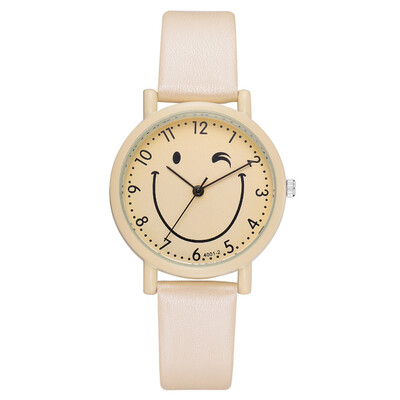 

Europe&the United States hot QQ cartoon smiley expression pack student watch trend solid color quartz watch