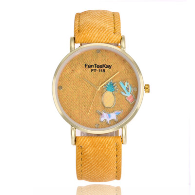 

European&American trend casual ladies belt watch imitation denim