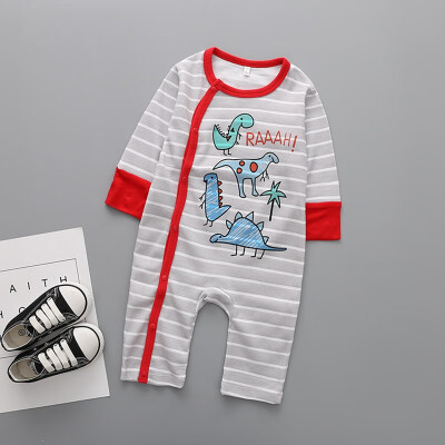 

Cartoon Pattern Print Long Sleeve Baby Boys Girls Rompers One-Piece Jumpsuits