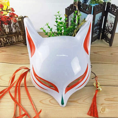 

Japanese Style Fox Half Face Hand-Painted Mask Cosplay Masquerade Dress Up Mask For Bar Party Halloween Decoration