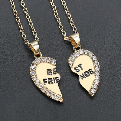 

Diamond Best Friends Necklace Alloy Twist Chain Heart Necklace