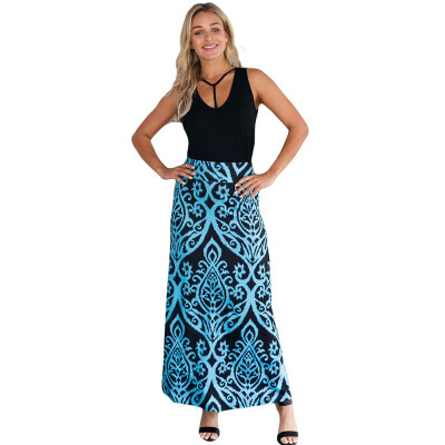 

Floral Print Bohemian Mopping Skirt 65035