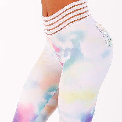 

Spot Europe&the United States hot new print yoga pants sports fitness leggings hips hips tights women Photo