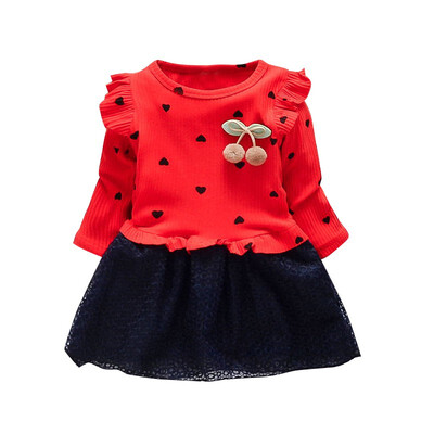 

Kozart Autumn Spring Casual Baby Girls Dot Print Princess Dress Cotton Kids Toddler Long Sleeve Sundress