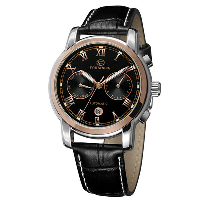 

FORSINING genuine leather waterproof week calendar mens automatic mechanical watch belt mens watch