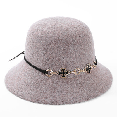 

Early spring new wool wool basin hat hair hat dome small hat lady English cross felt fisherman hat