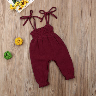 

Infant Baby Girls Sleeveless Solid Print Romper Jumpsuit Clothes