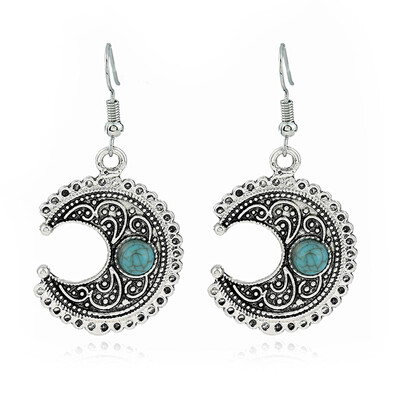 

Vintage Silver Plated Turquoise Wedding Engagement Jewelry Drop Dangle Earrings